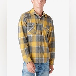 Lucky Brand Mustard and Gray Plaid Button Down Shirt